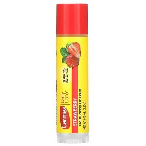 Carmex, Daily Care, увлажняющий бальзам для губ, клубника, SPF 15, 4,25 г