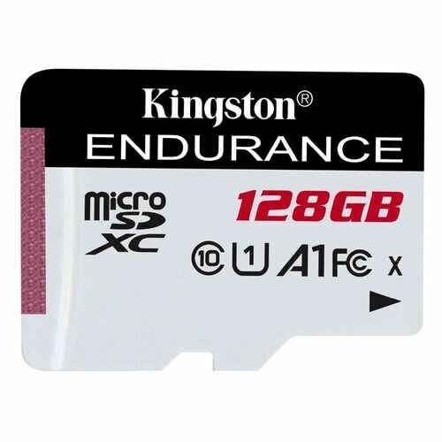 Карта памяти microSDXC UHS-I U1 Kingston High Endurance 128 ГБ, 95 МБ/с, Class 10, SDCE/128GB, 1 шт, без адаптера