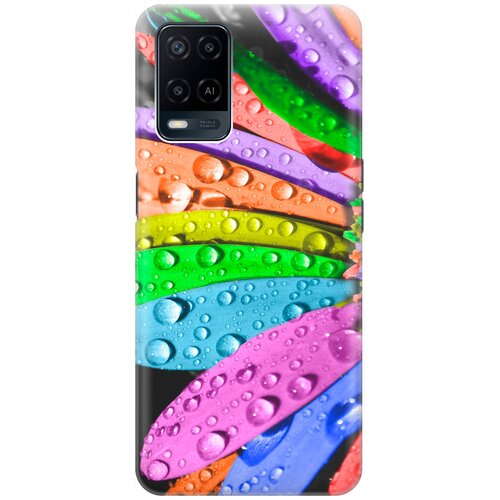 фото Ультратонкий силиконовый чехол-накладка для oppo a54 с принтом "разноцветные листья в каплях" gosso