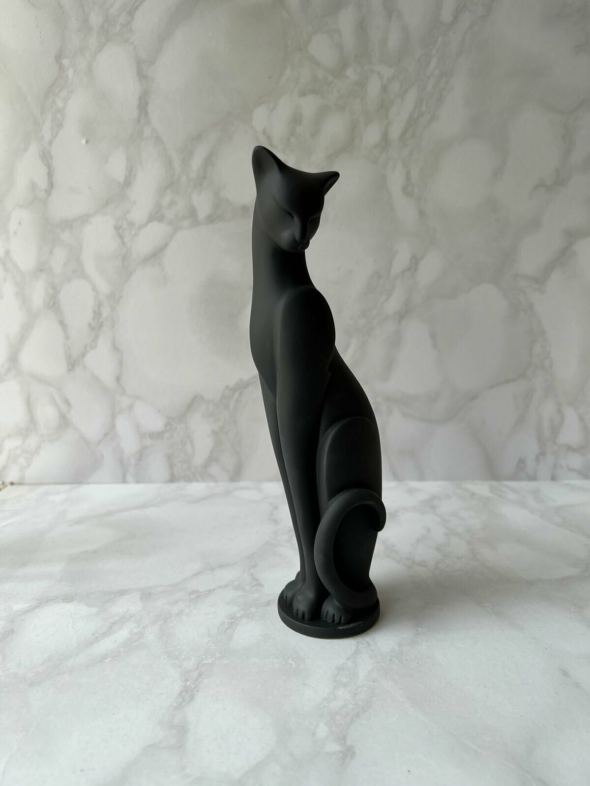Статуэтка Кошка Грация, 22,5 см. Черная. Гипс