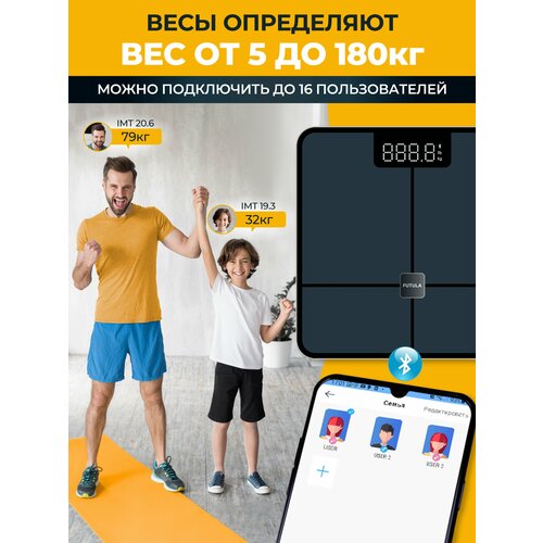 Умные весы напольные Futula Scale 4 черный, измерение 10 параметров тела