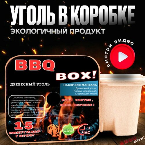 Уголь в коробке BBQ BOX древесный