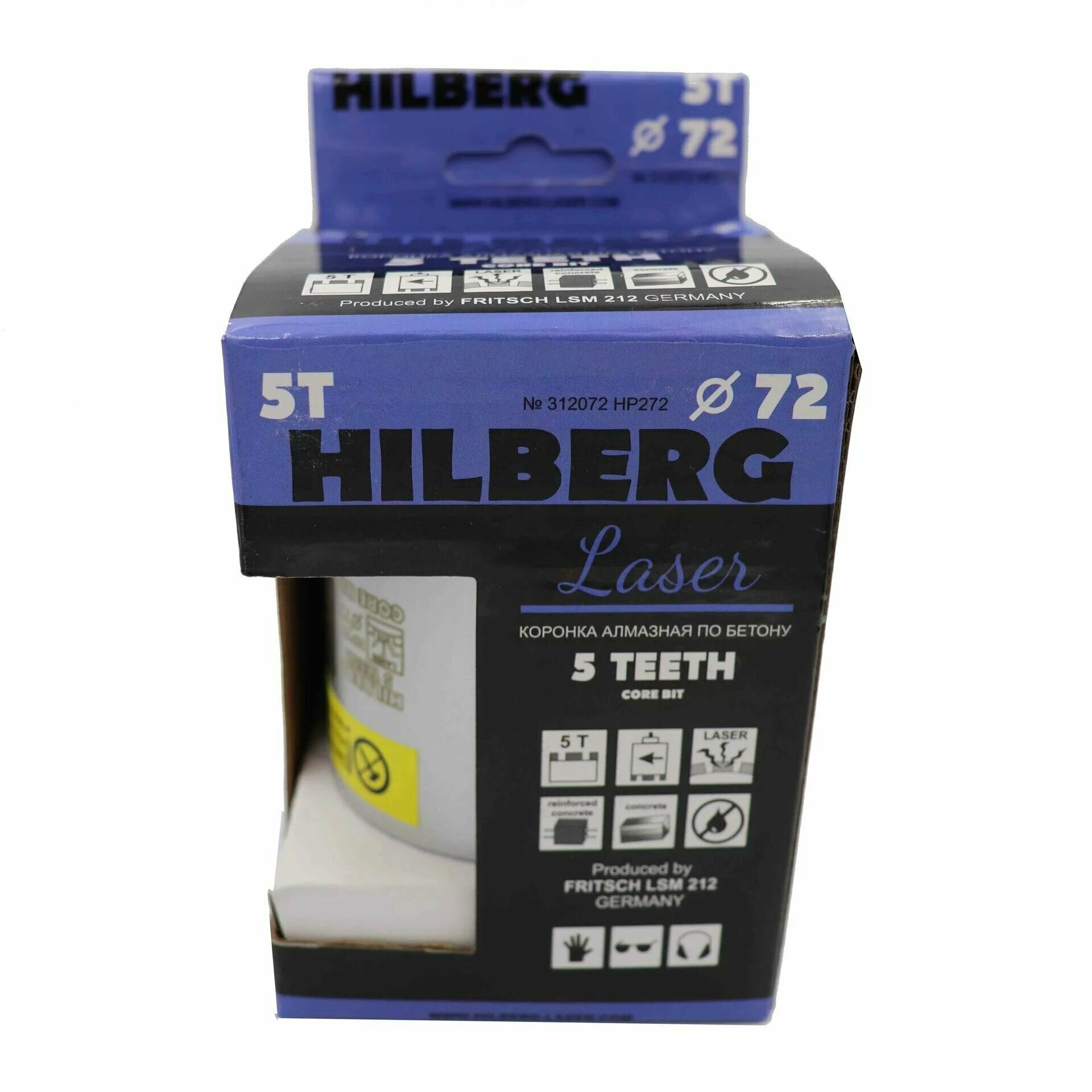 Коронка алмазная по бетону 72 мм Hilberg Laser Five Teeth HP272