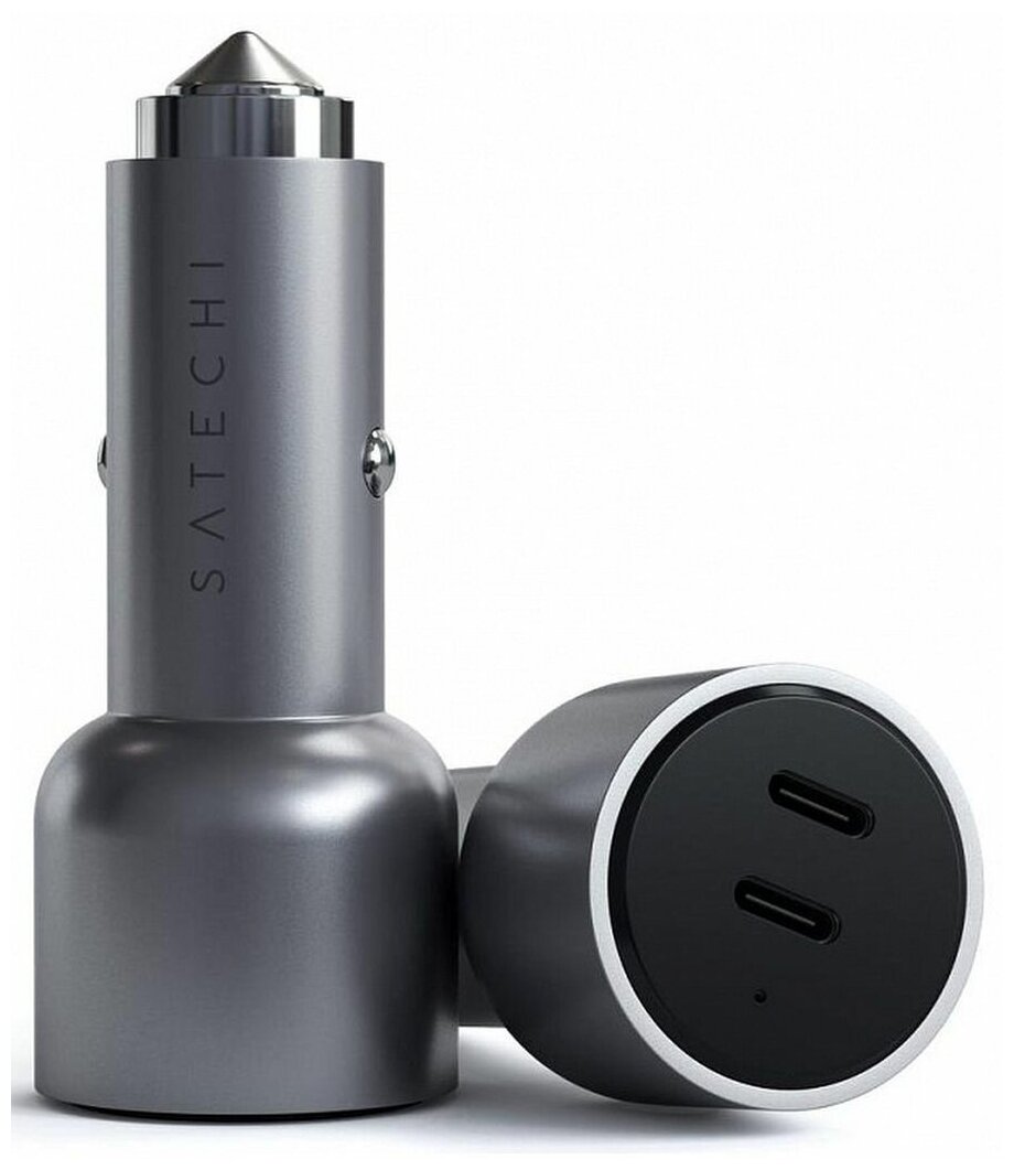 Автомобильное зарядное устройство Satechi 40W Dual USB-C Car Charger, 2xUSB Type-C (PD), Серый ST-U2C40CCM - фото №1