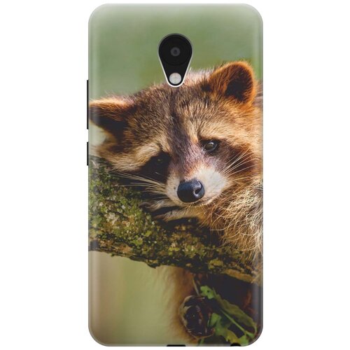 фото Cиликоновый чехол на meizu m5 / мейзу м5 с принтом "задумчивый енот" gosso