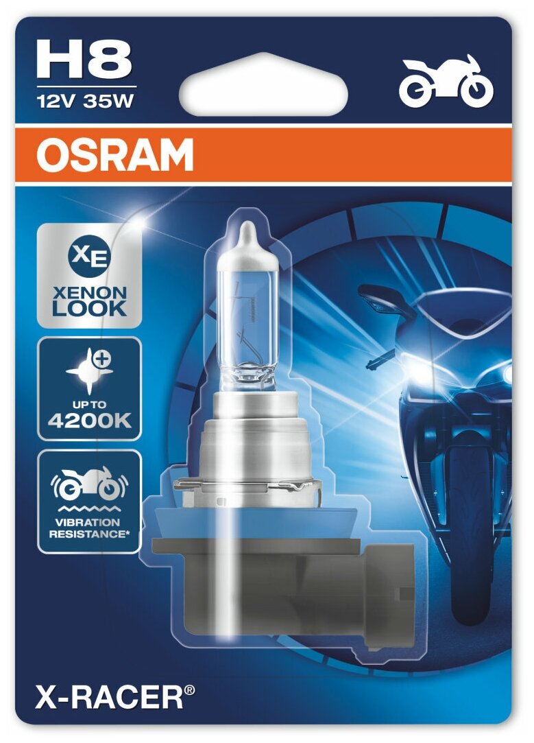 Лампа автомобильная галогенная OSRAM X-Racer 64212XR H8 12V 35W PGJ19-1 1 шт.
