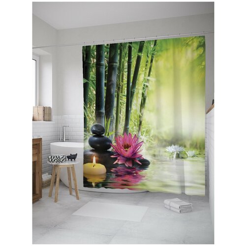 фото Штора для ванной joyarty медитация в бамбуковом лесу 180х200 (sc-8643)