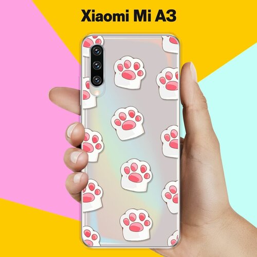 Силиконовый чехол Лапки на Xiaomi Mi A3 силиконовый чехол на xiaomi mi a3 сяоми ми а3 фон соты красные