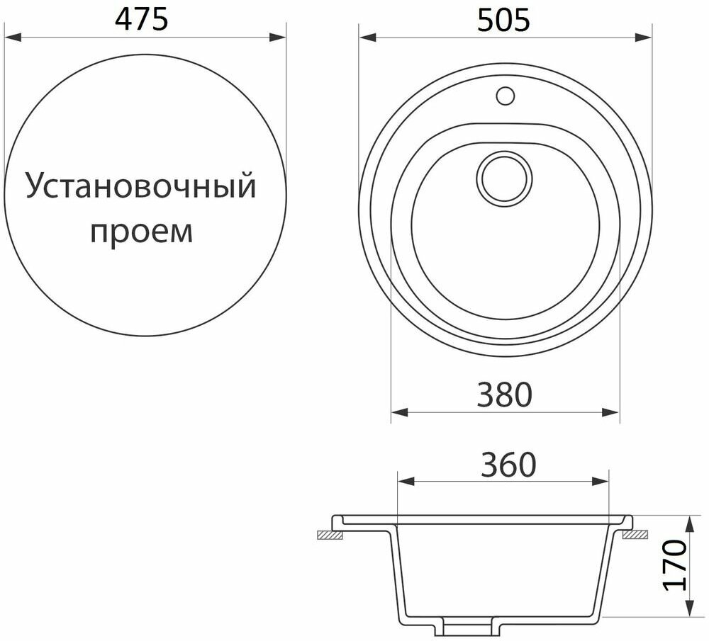 мойка кухонная мраморная greenstone 50,5x50,5 grs-08-310 серый - фото №2