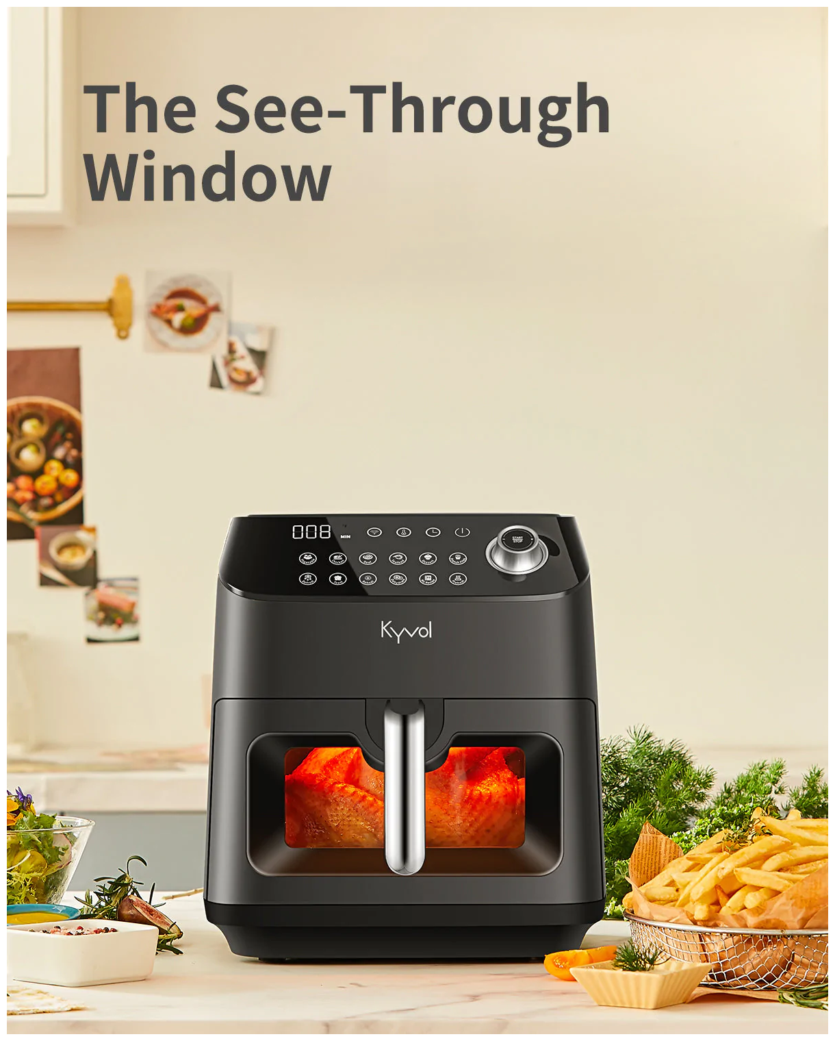 Аэрофритюрница Kyvo AF600W, 1350 Вт., сенсорное, Wi-Fi, Рецепты 100+ Kyvol - фото №2