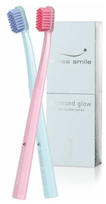 Зубная щетка Swiss Smile Diamond Glow Ultrasoft, rose quartz/serenity ice blue, 2 шт.