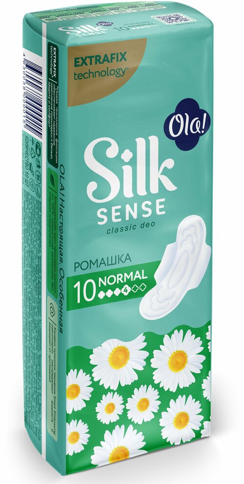 Ola! прокладки Silk Sense Classic Wings Ромашка Normal, 4 капли, 10 шт., ромашка