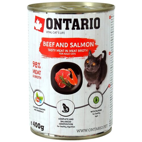 влажный корм для кошек animonda carny беззерновой с говядиной с сердцем 400 г паштет Влажный корм для кошек Ontario с говядиной, с лососем 400 г (паштет)