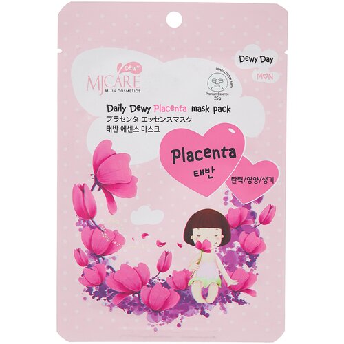 MIJIN Маска тканевая д/лица с плацентой MJ Care Daily Dewy Placenta mask pack 25гр