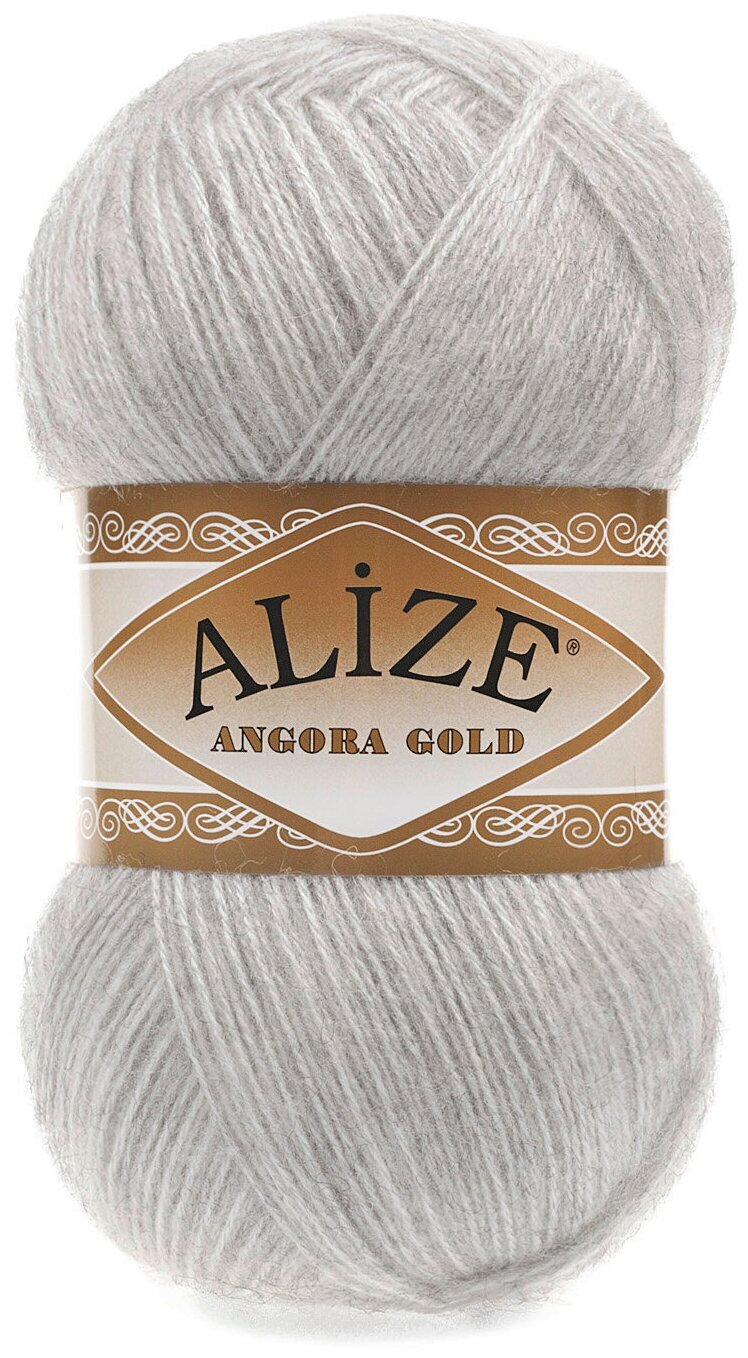 Пряжа Alize Angora Gold (Ангора Голд) 208 светло-серый меланж 20% шерсть, 80% акрил 100г 550м 5шт