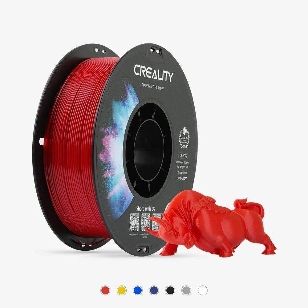Катушка CR-PETG пластика Creality 1,75 мм 1кг для 3D принтеров, красный