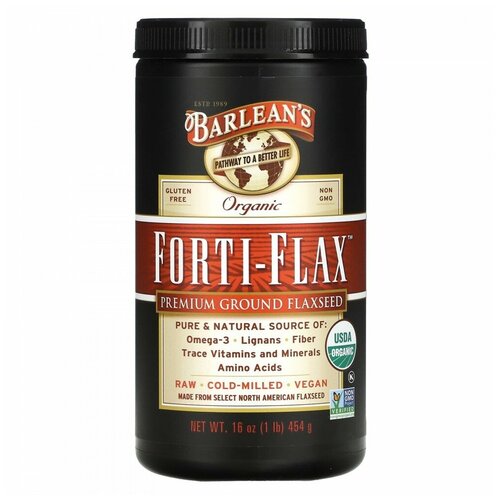 Barlean&#x27; s, Органический Forti-Flax, молотое льняное семя высшего качества, 16 унций (454 г)