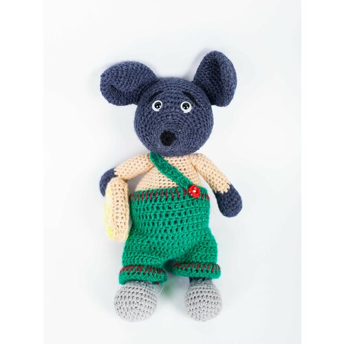 Вязаная игрушка Мышка Воришка ручной работы 28 см/ Плюшевые игрушки Хенд Мейд / Toy_nn