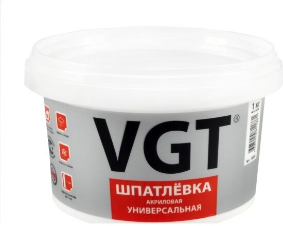 Шпатлевка универсальная для наружных и внутренних работ Vgt (ВГТ), акриловая, 1 кг