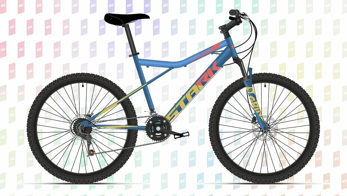 Велосипед Stark Slash 26.1 D (2023) (Велосипед Stark'23 Slash 26.1 D синий/горчичный 18", алюминий, HQ-0009969)