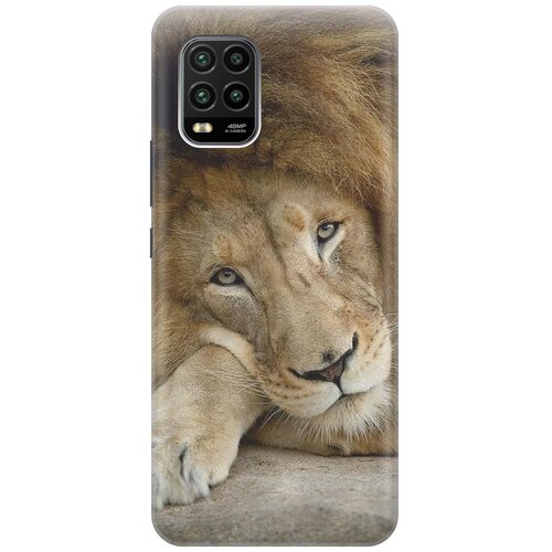 фото Cиликоновый чехол на xiaomi mi 10 lite / сяоми ми 10 лайт с принтом "спокойный лев" gosso