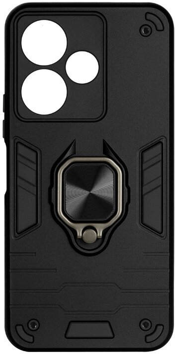 Защищенный чехол с металлической пластиной для магнитного держателя и кольцом для Infinix Hot 30i DF inArmor-06 (black)