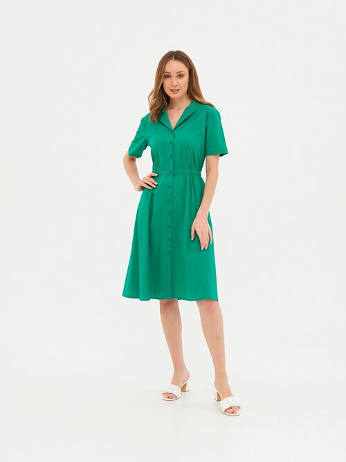Платье-рубашка UNITED COLORS OF BENETTON, хлопок, повседневное, свободный силуэт, до колена, размер L, зеленый