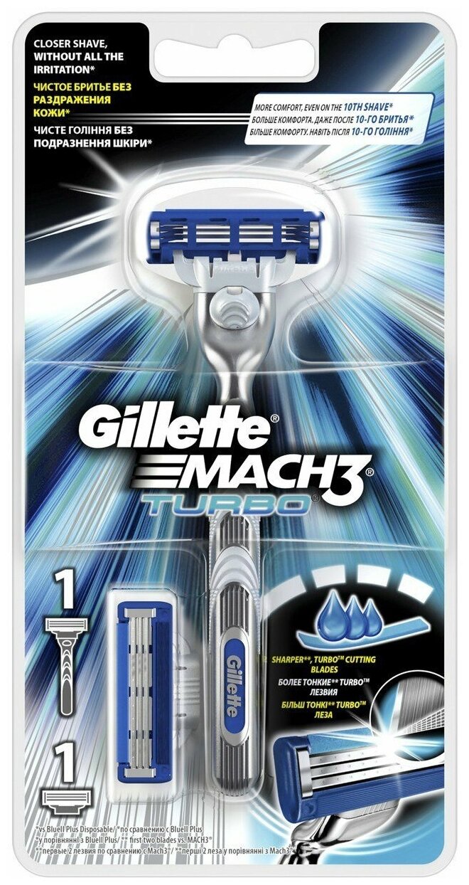 Бритвенный станок Gillette Mach 3 Turbo c 1 сменным картриджем - фото №19