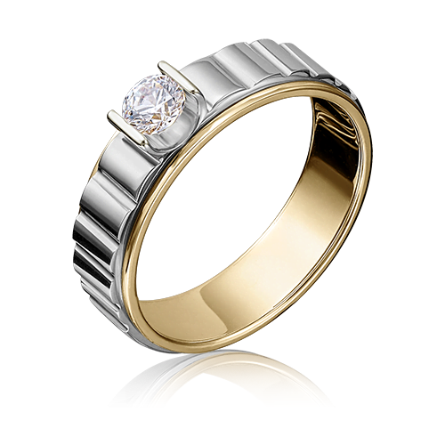 Кольцо PLATINA комбинированное золото, 585 проба, Swarovski Zirconia, размер 17
