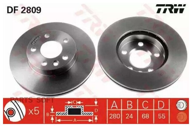 Тормозной диск TRW / арт. DF2809 - (1 шт)