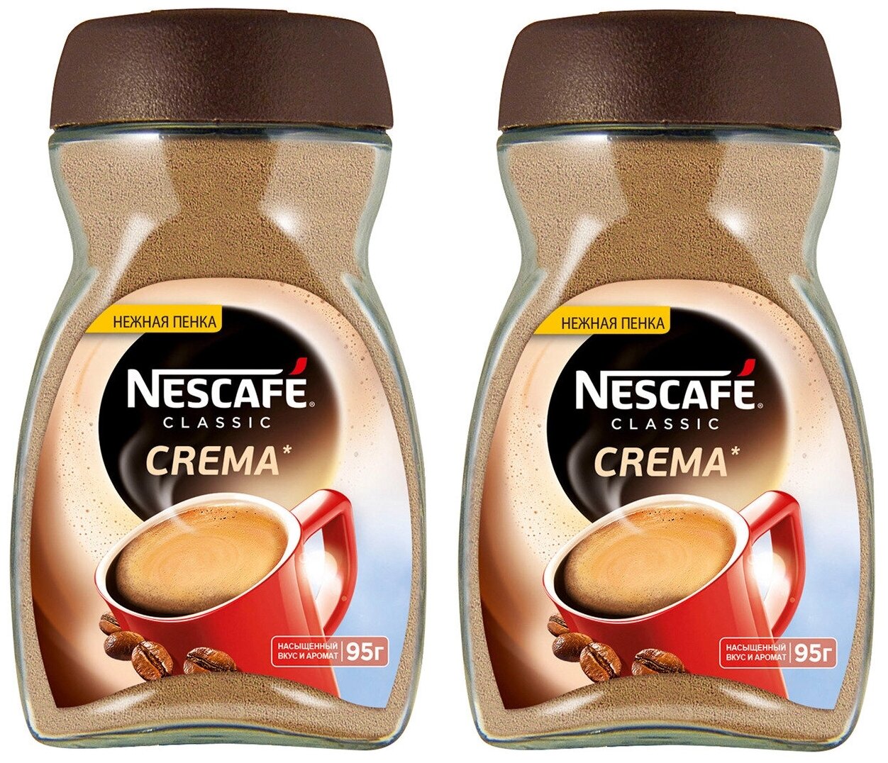 Nescafe Classic Crema кофе растворимый, 95 г (Набор из 2 шт) - фотография № 1