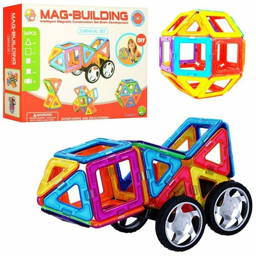 Mag-Building Детский Развивающий магнитный Конструктор Mag-Building 36 Деталей, конструктор для детей