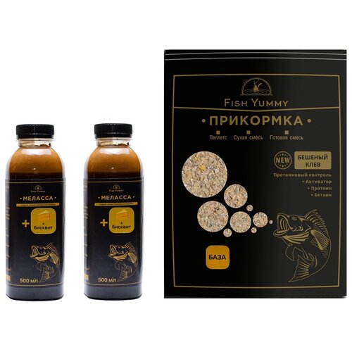 фото Меласса для рыбалки бисквит 2 x 500мл + прикормка база fish yummy