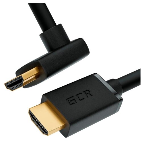 Кабель GCR HDMI - HDMI (верхний угол) (GCR-HMAC4), 2 м, 1 шт., черный кабель gcr hdmi правый угол hdmi правый угол gcr hmac2 2 м 1 шт черный