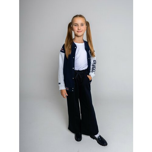 школьные брюки палаццо lisa wear повседневный стиль пояс на резинке карманы размер 128 розовый Брюки Lisa wear, размер 146, синий