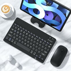 Беспроводная клавиатура и мышь для телефона и планшета с bluetooth для Android/IOS/Windows черная