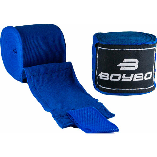 Бинты боксерские BoyBo, длина 4,5 метра, материал хлопок, эластан, цвет синий бинты boybo хлопок эластан белый 3 5 метра
