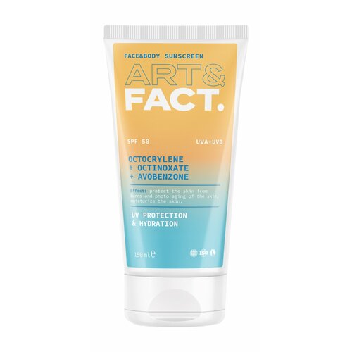 ART&FACT. Солнцезащитный крем для лица и тела SPF 50 для всех типов кожи с химическими фильтрами, 150 мл