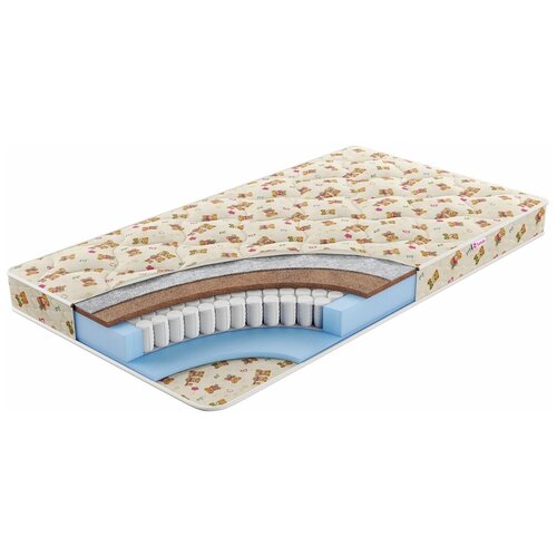 фото Матрас детский sontelle kinni vector, 70x140 см, пружинный, бежевый с рисунком мишки