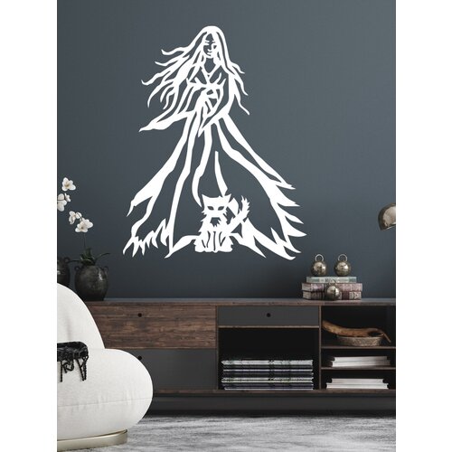 Наклейка 'Секси Ведьмочка' (колдунья на метле под луной и звездами)