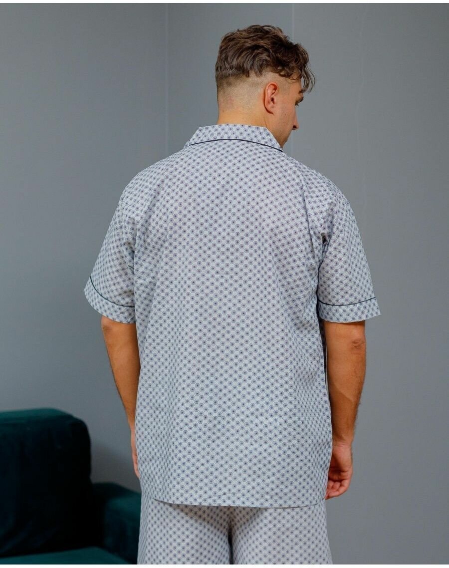 Пижама мужская с шортами и рубашкой на пуговицах хлопок_размер48 - фотография № 11
