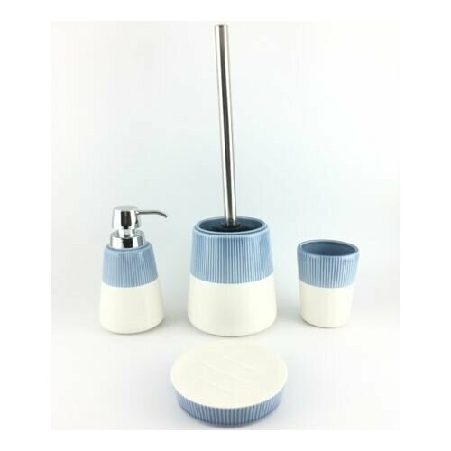 Ершик для туалета Primanova серия: FIRA, цвет: голубой, форма: Бочка, материал: Керамика, размер (см): 13x13x370, вид крепления: Напольное (DR-79005)