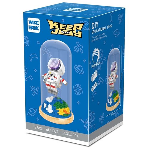 Конструктор в колбе Wisehawk Космонавт над землей 617 деталей NO. 2683 Astronaut over the ground Keep Joy Series