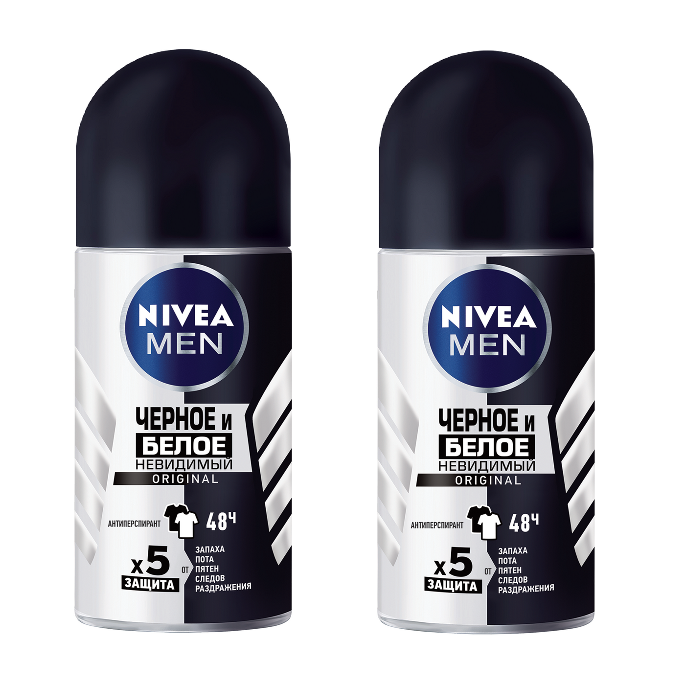 Nivea Антиперспирант ролик Men Черное и белое Невидимый Original, 2 x 50 мл (2 штуки)