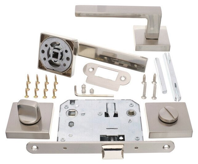 фото Ручка в комплекте LORENA 88SN/70 белый никель сантехнический замок