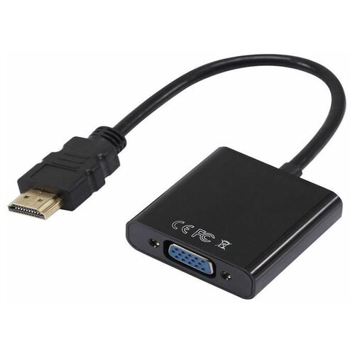 Видео адаптер Orient C050 HDMI на VGA 19M/15F, кабель 10 см, чёрный видео адаптер hdmi на vga 19m 15f аудио 3 5 мм at1014 с дополнительным питанием чёрный