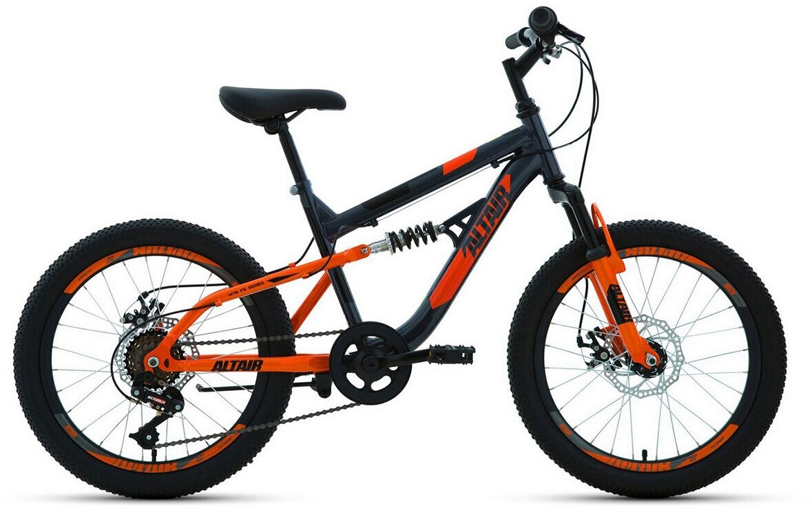 Горный велосипед Altair - MTB FS 20 disc (2022), 14, Темно-Серый / Оранжевый