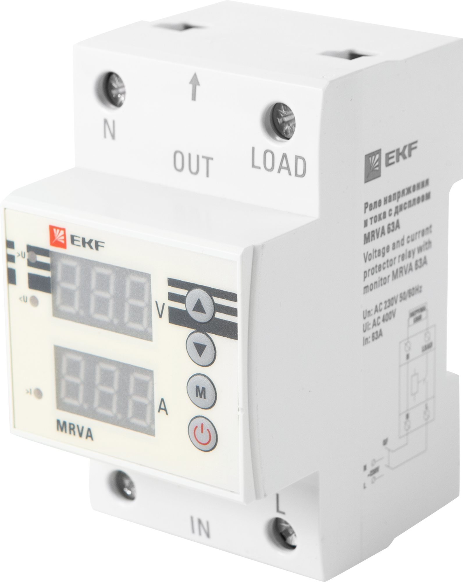 Реле напряжения и тока EKF MRVA 63Aс дисплеем