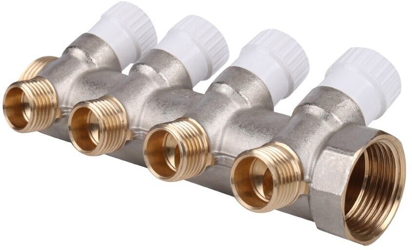 STOUT Коллектор 4-х ходовой (1x3/4 EK) с регулировочными клапанами евроконус