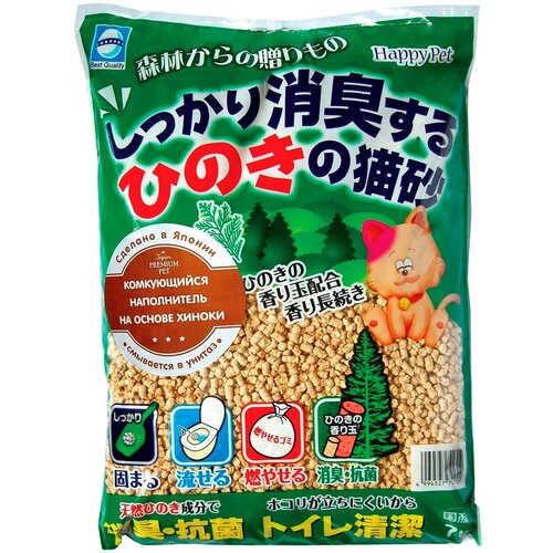 Наполнитель комкующийся Premium Pet Japan древесный с хиноки для туалета кошек (7 л)